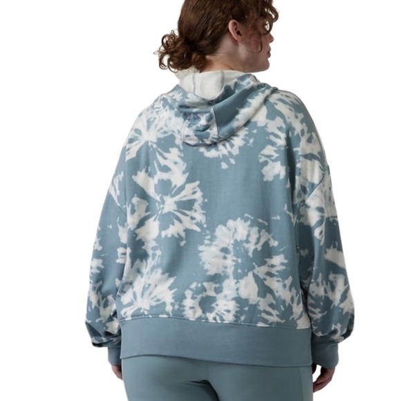 Athleta Balance Printed Tie Dye Pullover Hoodie in Willow Minimalist Grey Medium - Picture 2 of 8